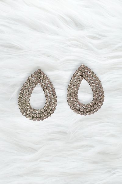 ELMATOLYE 3 Row Stone Drop Model Sparkling Earrings Silver Color Zircon Detailed Women's Evening Dress and Invitation Jewelry