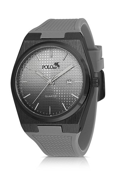 Polo Air Men's Wrist Watch with Silicone Cord Calendar Gray Black Color Pl-0985E3X