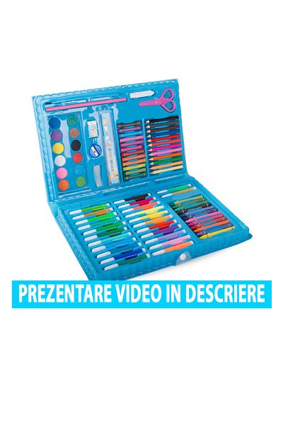 WePro Store Kids painting and drawing set 86 pcs, colored pencils, oil pastels, watercolors, blue