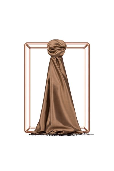 ipekevi Milky Brown Silk Mill Double Sided Silk Shawl 927