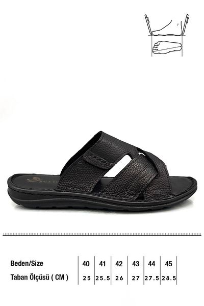 sermoda Γνήσιο δέρμα Ανδρικές Παντόφλες Ελαφρύ Δερμάτινο Παντόφλες G Κοντά Μαύρο