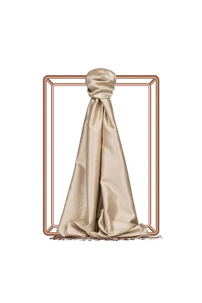 ipekevi Ottoman Beige Silk Mill Double Sided Silk Shawl 927