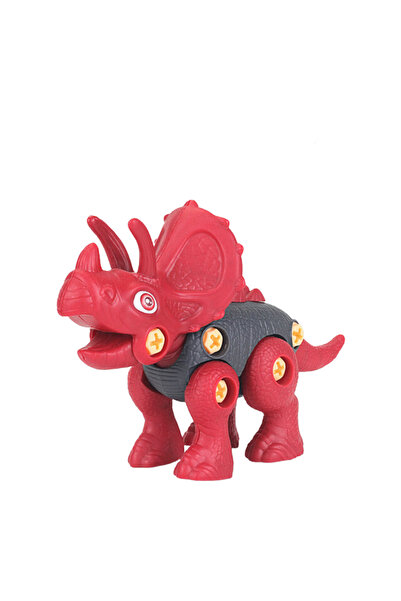 LUDIRO Σετ 2 διαδραστικών παιχνιδιών STEM DIY, Κατασκευάσιμοι δεινόσαυροι, Τρικεράτοπας και Βελοκιράπτορας, Κόκκινο Πράσινο