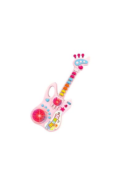 LUDIRO Interactive Guitar Toy with Musical and Light Panel, Multiple Functions, Pink