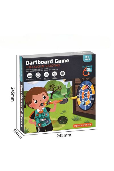 LUDIRO Set Interactiv 2 in 1, Darts si Pusca de Suflat cu Gloante de Spuma, 8 Bile cu Scai