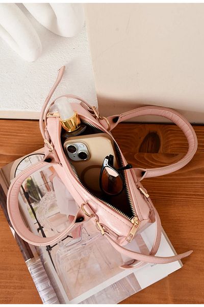 lucky horse Women's Daily Hand and Shoulder Bag with Belt Detail