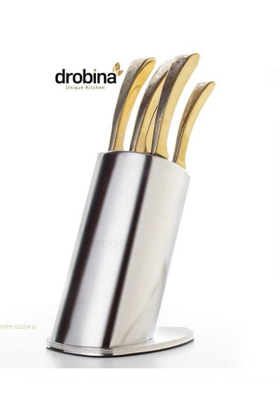 drobina Dropina 6-piece knife set with stand, complete gold
