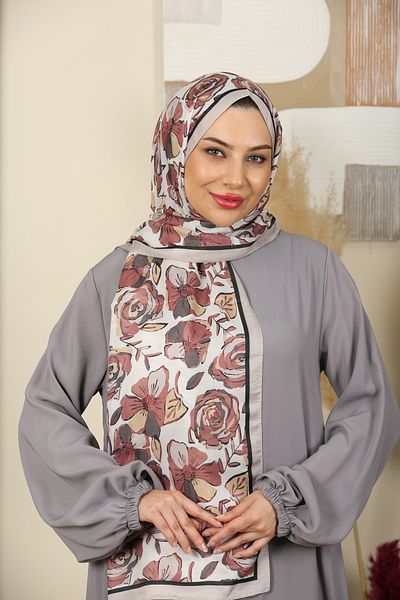 aldyoo Rose Rose Patterned Cotton Viscose Trend Shawl Stone Dusty Rose