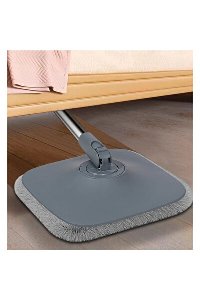 Herum Flat mop and rotating bucket, water separation, 4 microfiber cloths, Gray