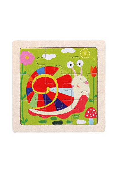 LUDIRO Puzzle Educativ din Lemn pentru Copii, Melc, 9 Piese, 11x11x0.5 Cm