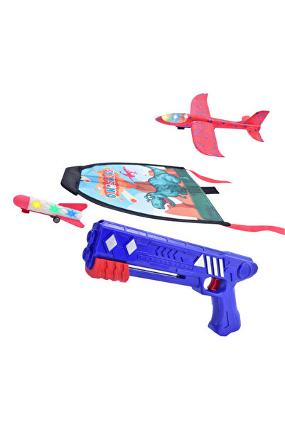 LUDIRO Set Multifunctional 3 in 1, Lansator Pistol cu Zmeu, Avion si Racheta ...
