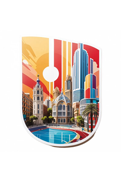 INOVATIX Set de 8 autocolante cu insigna orașului Barcelona, ​​INOVATIX®. 6 cm