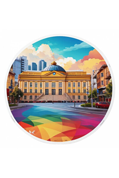 INOVATIX Set de 8 piese, autocolant clădirea Primăriei Craiova, INOVATIX®. 6 cm