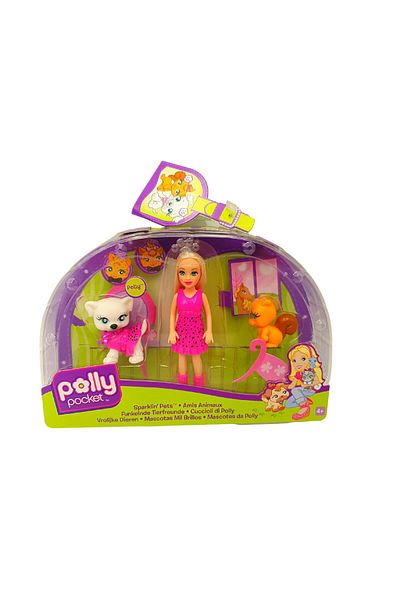 Polly Pocket Polly Pocket Doll and 2 Animals Set, Sparklin` Pets Collection, Polly
