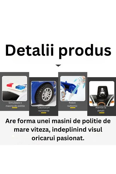 LUDIRO Masinuta de Politie Transformabila in Robot, Deplasare prin Inertie