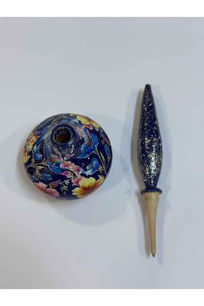 orifkozmo Wooden Handmade Surme Container with Oreganik Surme Beside