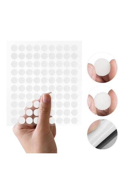 Aso Medya 500 Çift 1 Cm Cırt Bant Yuvarlak Para Para, Arkası Yapışkanlı (BEYAZ)