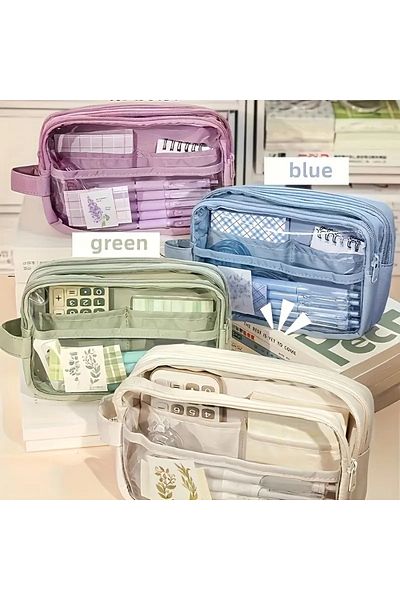 GlassySKY Διαφανής μολυβοθήκη 3 στρώσεων μεγάλης χωρητικότητας Θήκη για στυλό