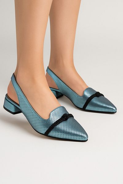 Mariolucci Women's Daily Ballerinas (Zimbali) Genuine Metallic Blue Leather