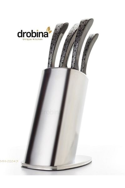 drobina Dropina 6-Piece Knife Set with Stand, Complete Black