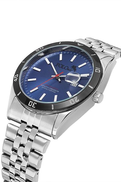 Polo Air Men's Wrist Watch with Lens Calendar Silver Navy Blue Color Pl-0987E2X