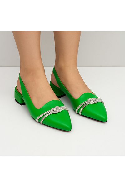 Mariolucci Women's Casual Babet Genuine Vibrant Green Leather