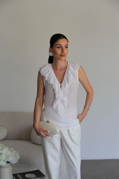 Julidress Tie-Up Ruffle Sleeveless Blouse