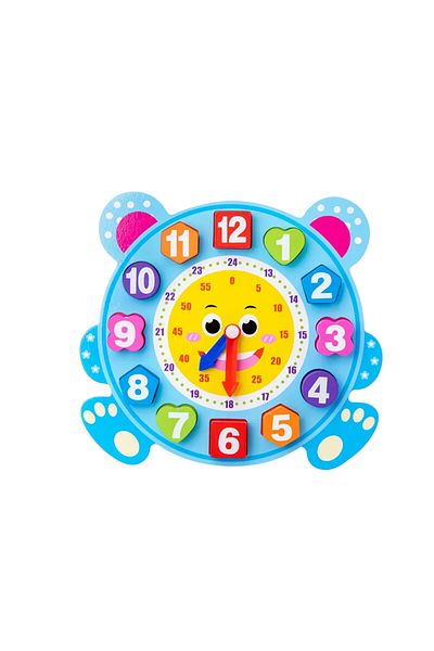 LUDIRO Educational Wooden Clock for Children with Cute Design, Blue Bear