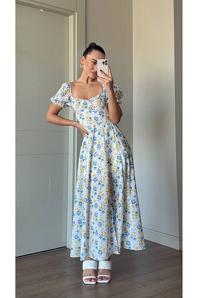 Nopen Knitwear Front Gathered Slit Detailed Maxi Dress