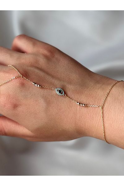 FASHİON JEWELRY Eye Evil Eye Beaded Gold Shahmeran