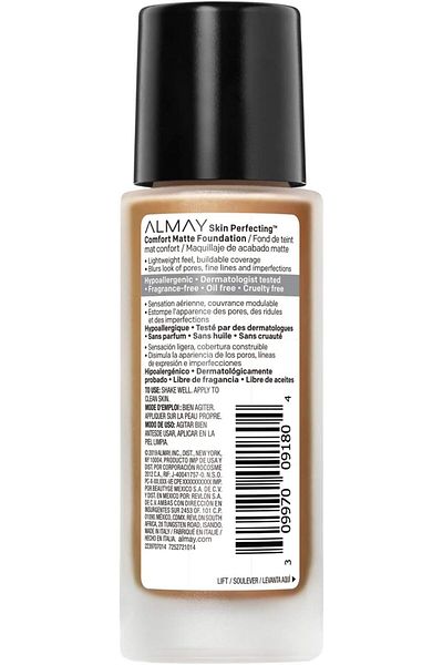ALMAY Skin Perfecting Comfort Matte Foundation Liquid Makeup, Hypoallergenic - 230 Warm Caramel, 1 fl oz