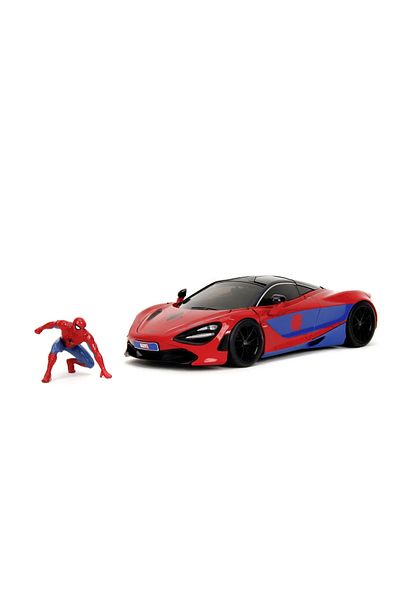 Simba JADA MARVEL SPIDER-MAN FIGURE SET AND MCLAREN 720S METAL CAR 1 TO 24 SCALE