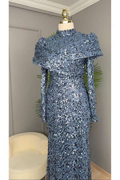 duguncumoda New Elegans Tamamı Taş Detaylı Abiye Elbise-2473