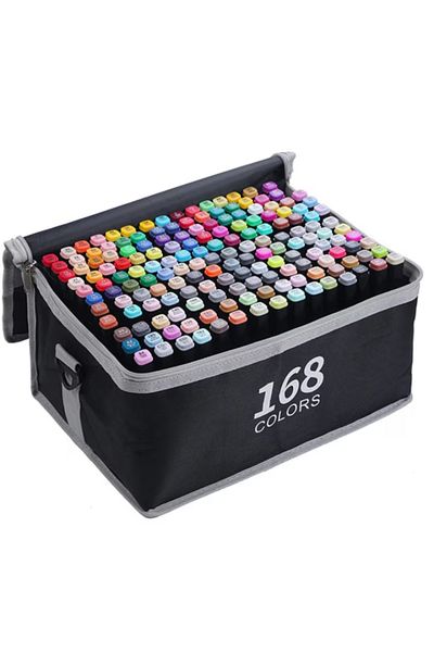 LUDIRO Set of 168 Professional Markers, Vibrant Multicolor Colors with Alcohol-Based Ink