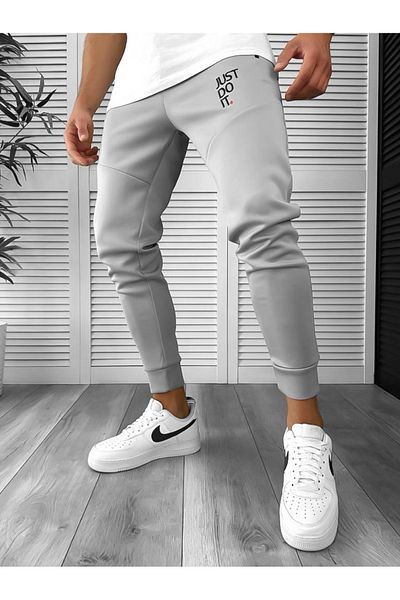 dehaine Men's Track Pants, Slim Fit, Just, 12616, Grey