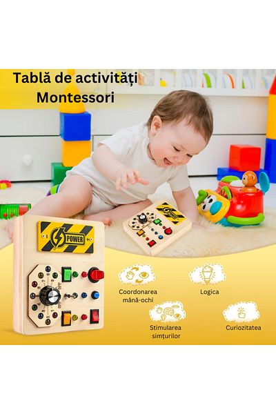 LUDIRO Montessori Wooden Activity Board, Educational, Sensory and Motor for Children 1-3 Years Old