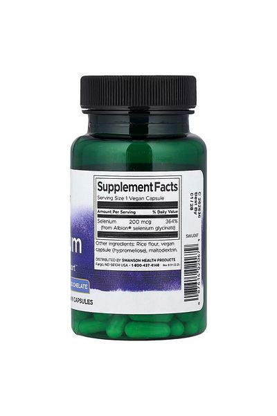 SWANSON , Albion® Selenium , 200 mcg, 90 Vegan Capsules