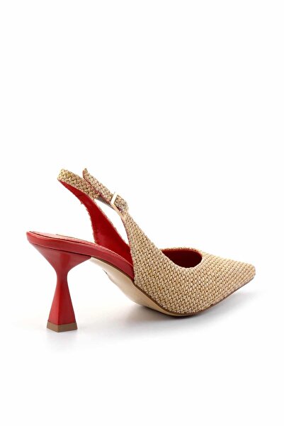 Bambi Bej Kırmızı Kadın Klasik Topuklu Ayakkabı K01188222228