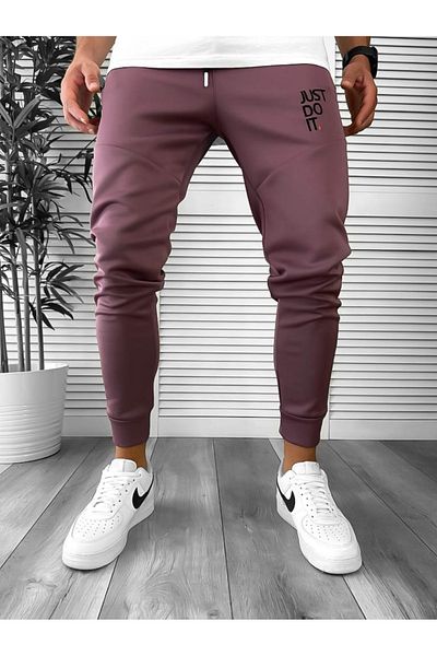 dehaine Men's Sweatpants, Slim Fit, Just, 12616, Brown