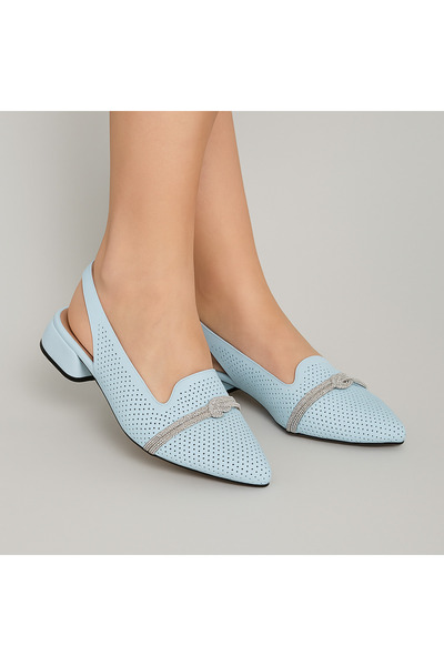 Mariolucci Women's Casual Babet (Zimbali) Genuine Ice Blue Leather