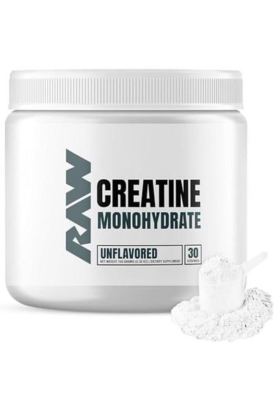 RAW 500 G Nutrition Creatine Monohydrate Powder, Unflavored (100 SERVINGS) - Micronized Creatine Mono
