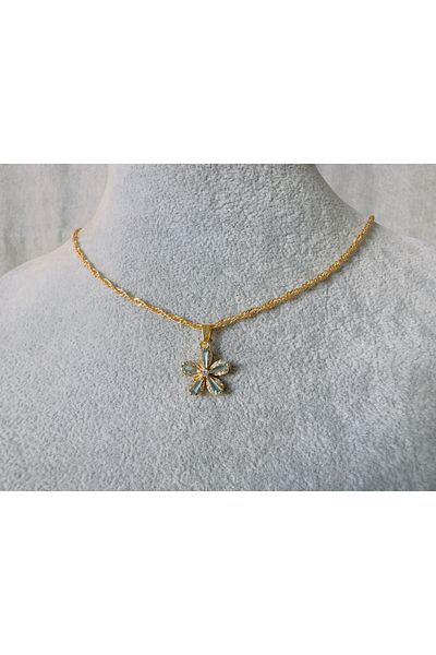 Judas Takı Zircon Stone Flower Model Necklace