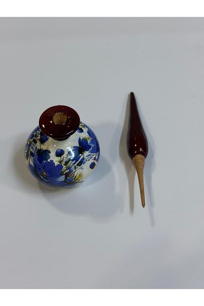 orifkozmo Wooden Handmade Surme Container with Oreganik Surme Beside