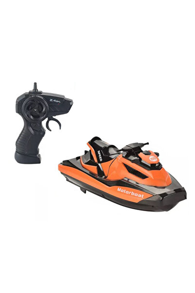 LUDIRO Barca cu Telecomanda, Skijet, Scara 1:47, Acumulator cu Incarcare USB, 22.5x9x9 Cm, Portocaliu