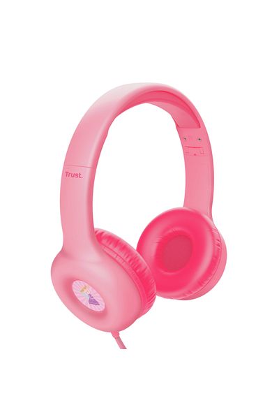 Trust Nouna wired headphones for kids, frequency response 20 Hz - 20,000 Hz, sensitivity 92 dB, pink