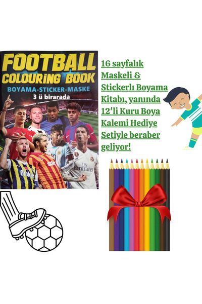 booddie Football Futbol Boyama Kitabı Stickerlı (arka Kapak Kesilerek Maskeli...