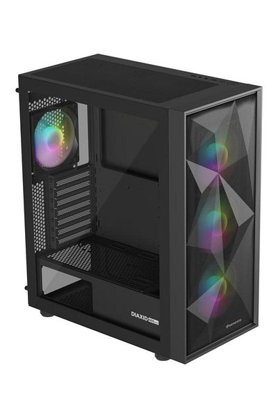 Genesis DIAXID 605 Mid Tower ARGB BLACK Case, Tempered Glass, 7 Expansion Slots, Drive Bay