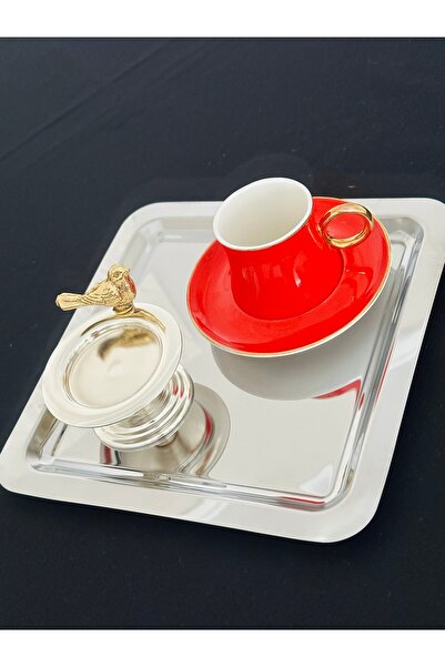 Melinda home DEKORATİF GÜMÜŞ RENK KUŞ AKSESUAR DETAYLI MAKARONLUK VEYA LOKUMLUK 6'lı