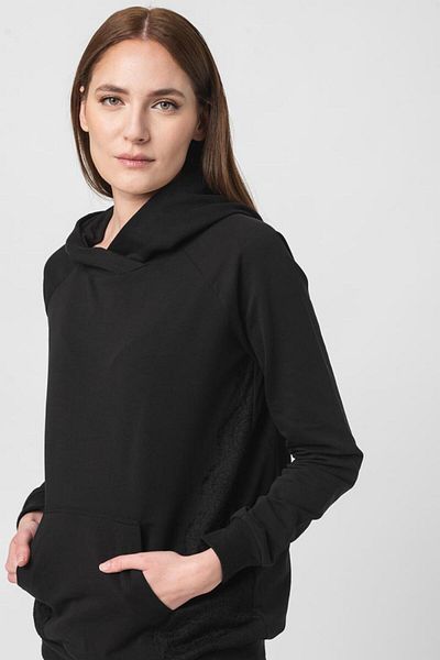 Pegas WOMEN'S LACE COTTON SWEATSHIRT BLACK-XL