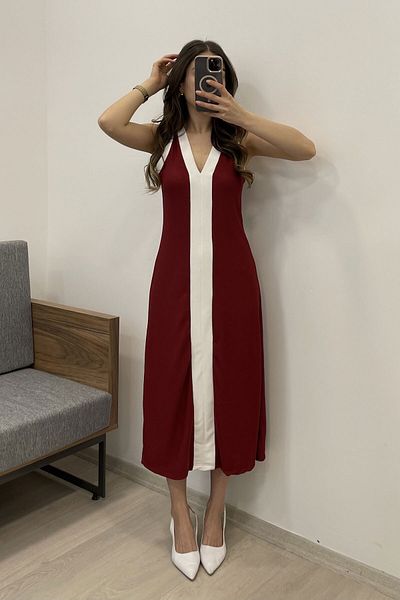 Nazline Women's V-Neck Midi Dress